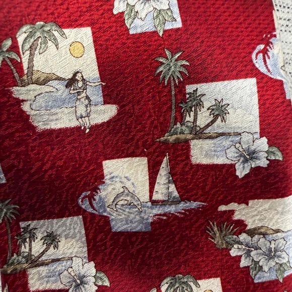 Stafford Red Silk Hawaiian Tie Extra Long Hula Dancers Tropical Vacation - Picture 4 of 6